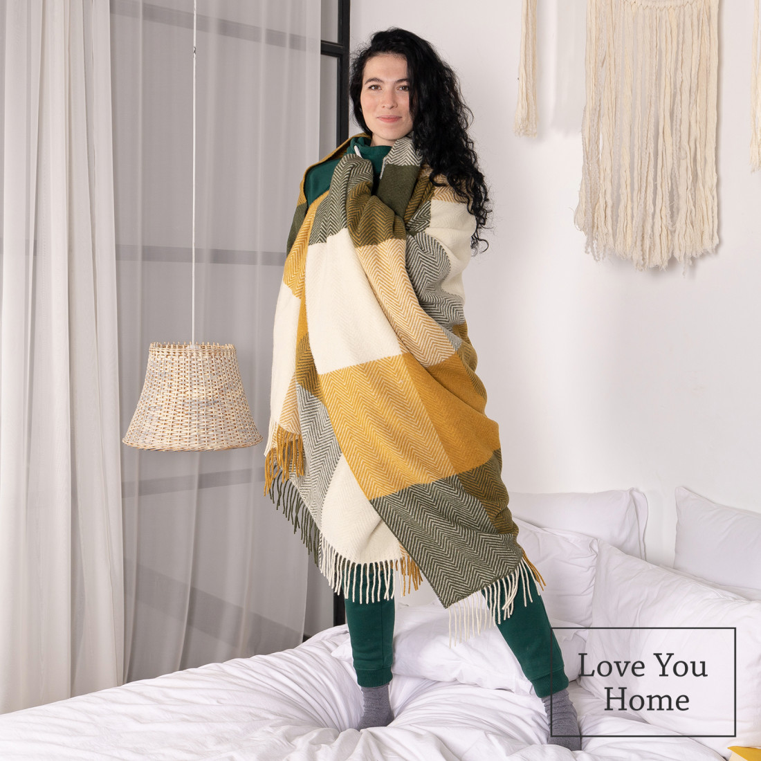 Couverture en laine mérinos à motifs carrés dégradés · 4