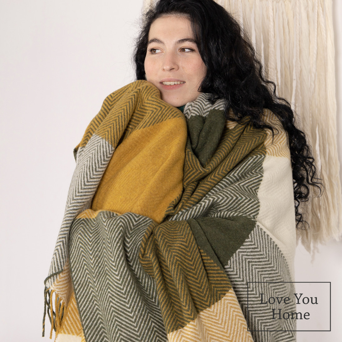 Couverture en laine mérinos à motifs carrés dégradés · 5