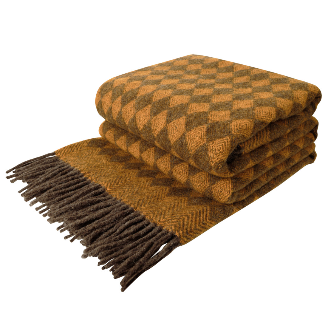 Couverture en laine vierge motif losange