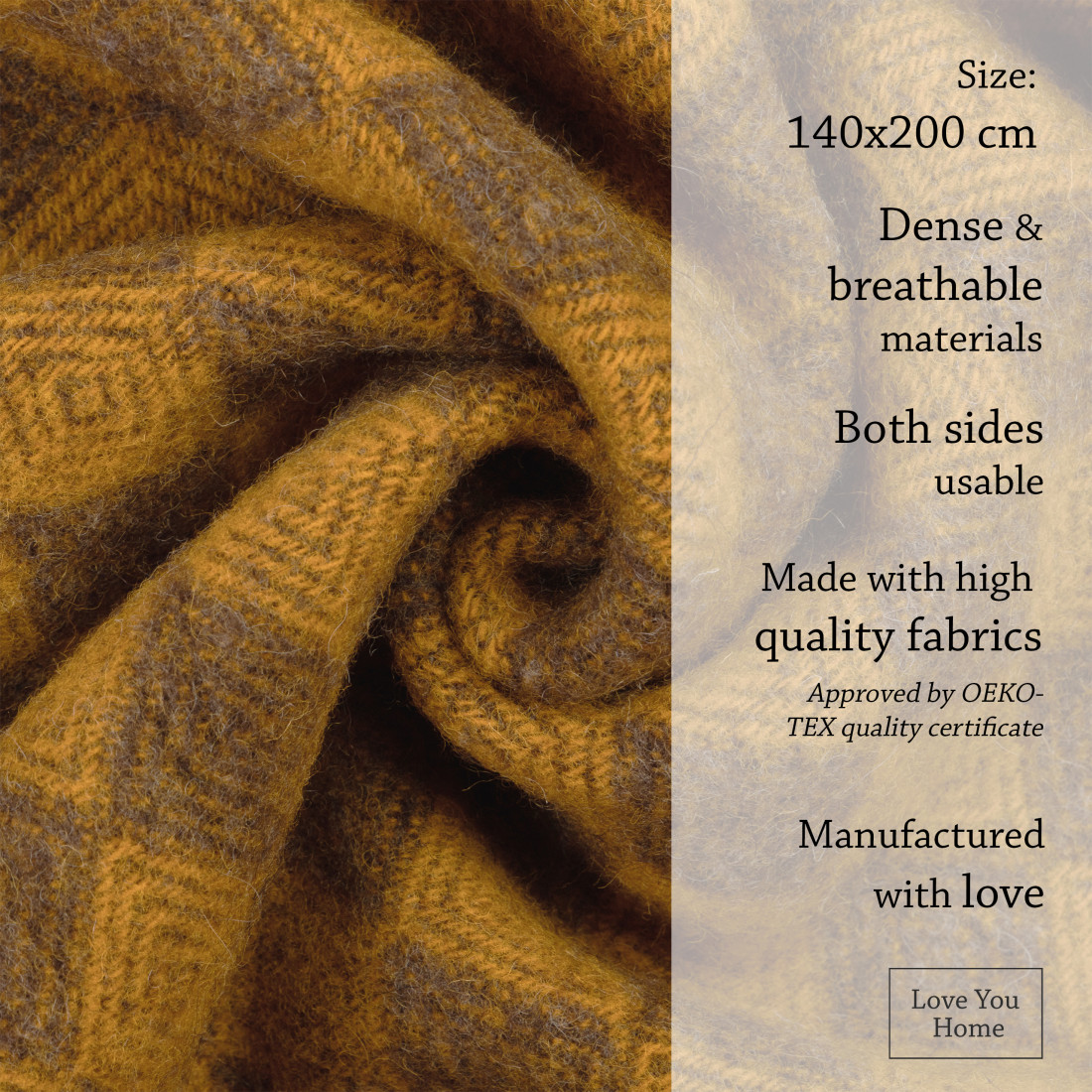 Couverture en laine vierge motif losange · 3