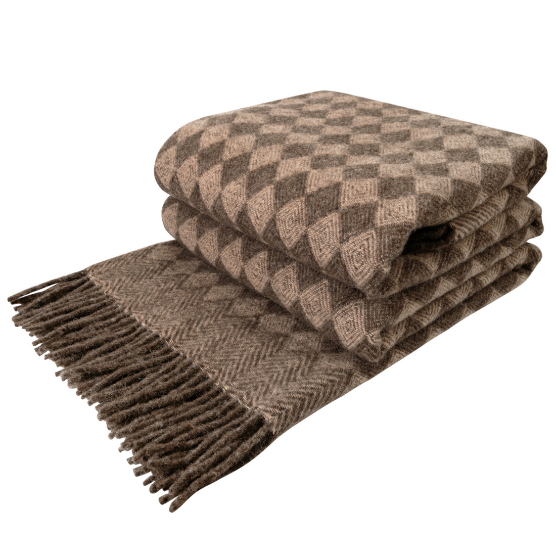 Couverture en laine vierge avec motif losange