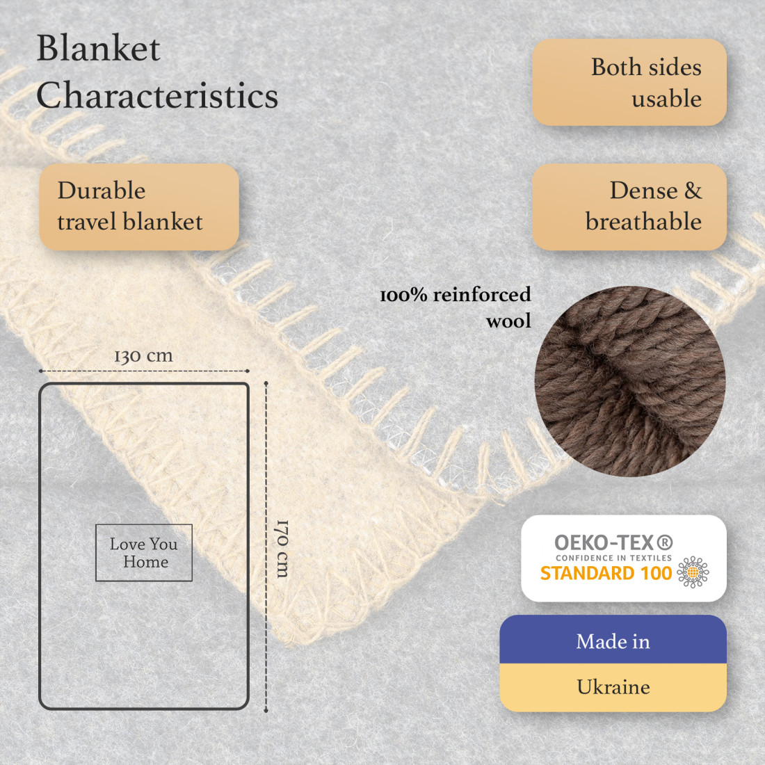 Couverture 100% laine de mouton · 2