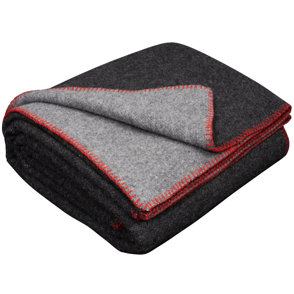 Couverture 80 % mérinos, gris et anthracite