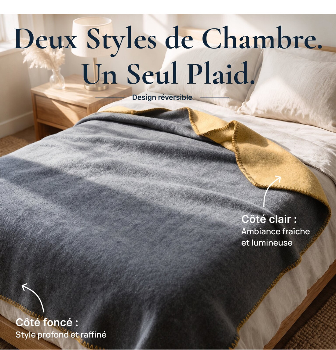 Couverture réversible 100 % laine · 2