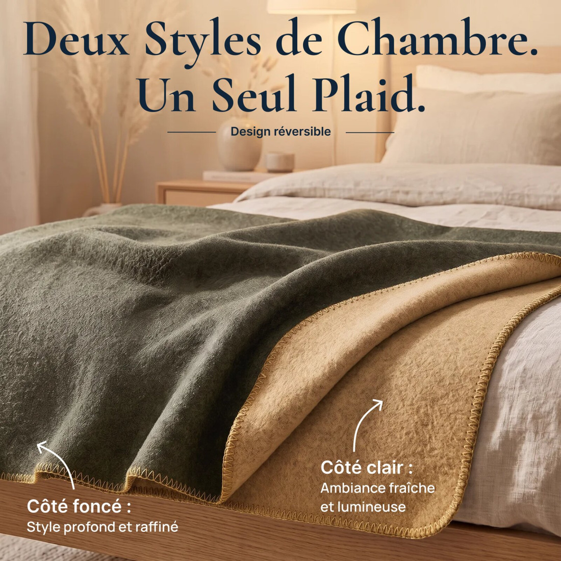 Couverture réversible 100 % laine · 2