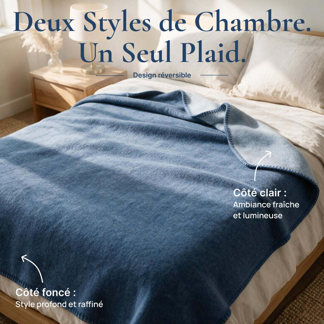 Couverture réversible 100 % laine · 2