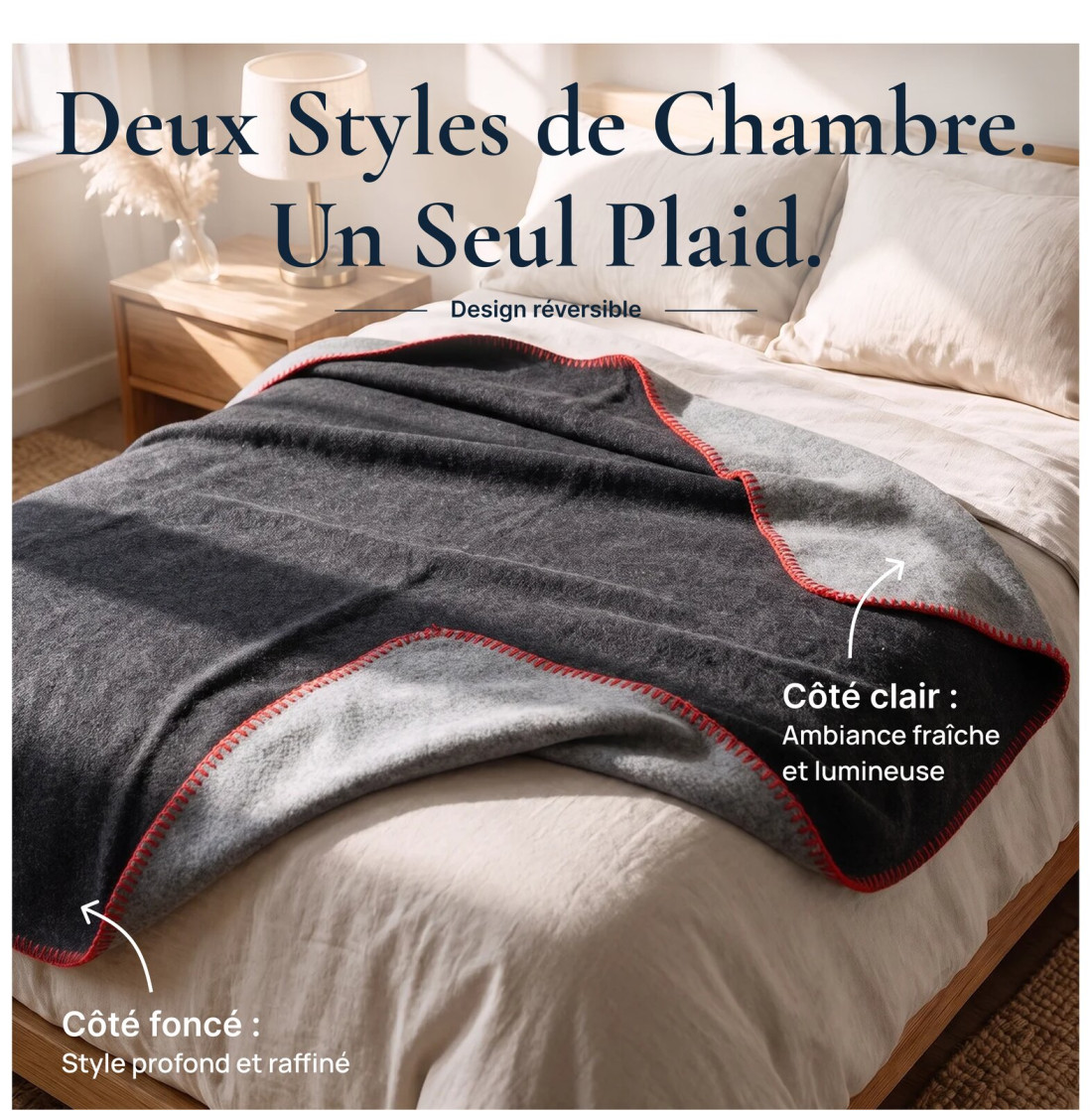 Couverture réversible 100 % laine · 2