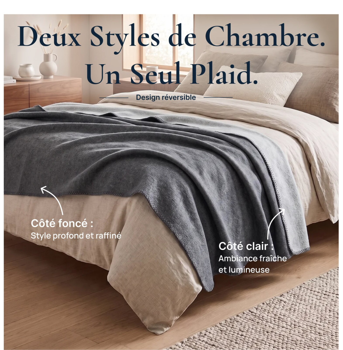 Couverture réversible 100 % laine · 2