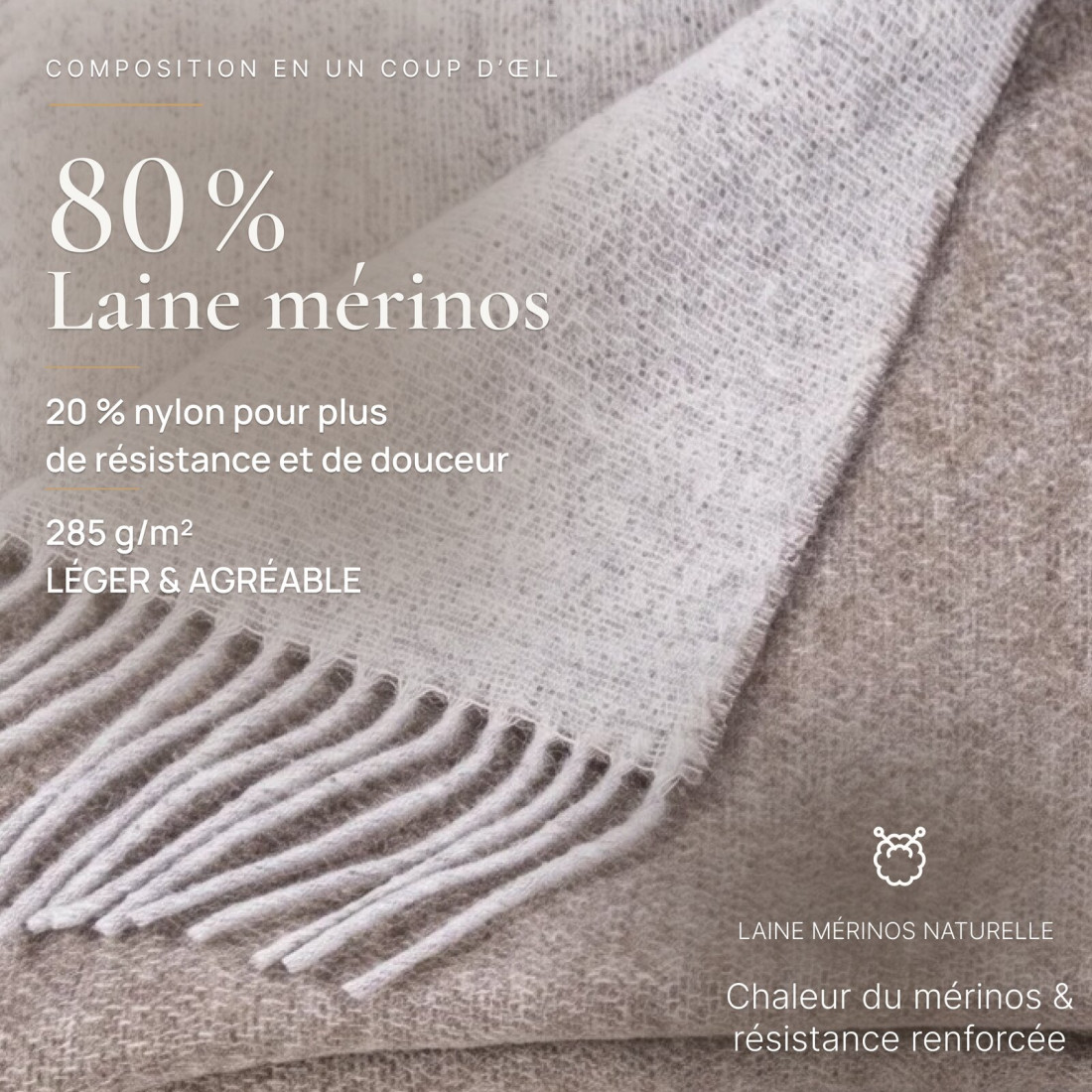 Couverture réversible en laine mérinos · 2