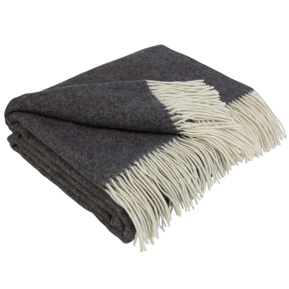 Couverture en laine de cachemire avec motif chevron en mérinos