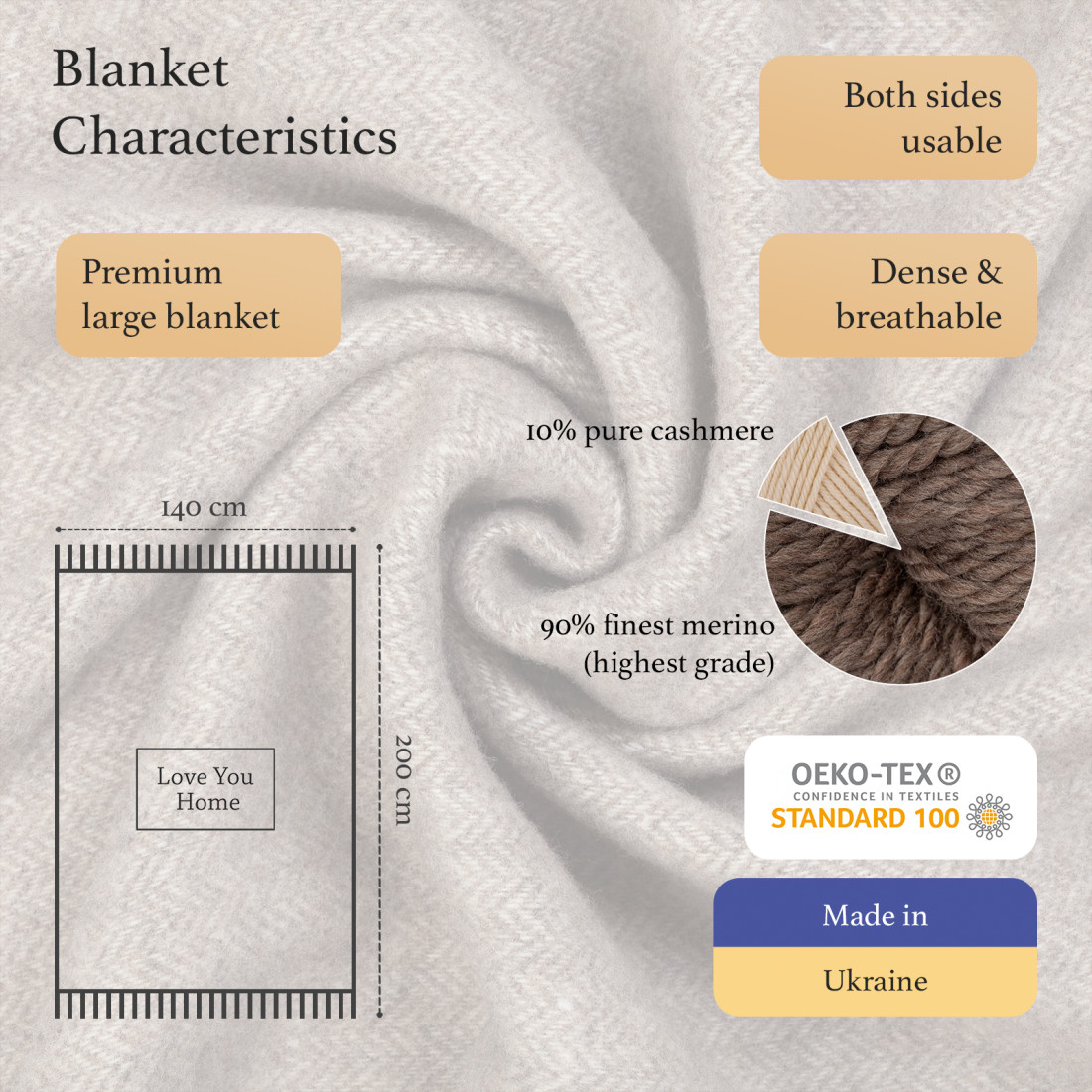 Couverture en laine de cachemire avec motif chevron en mérinos · 2