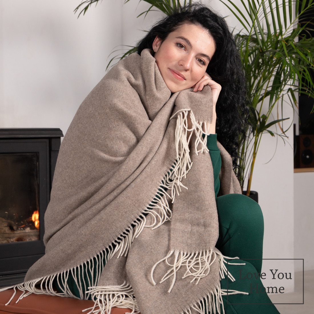 Couverture en laine de cachemire avec motif chevron en mérinos · 5