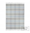 Plaid en laine de cachemire avec motif tartan LoveYouHome (140x200 cm / gris avec bleu et blanc)