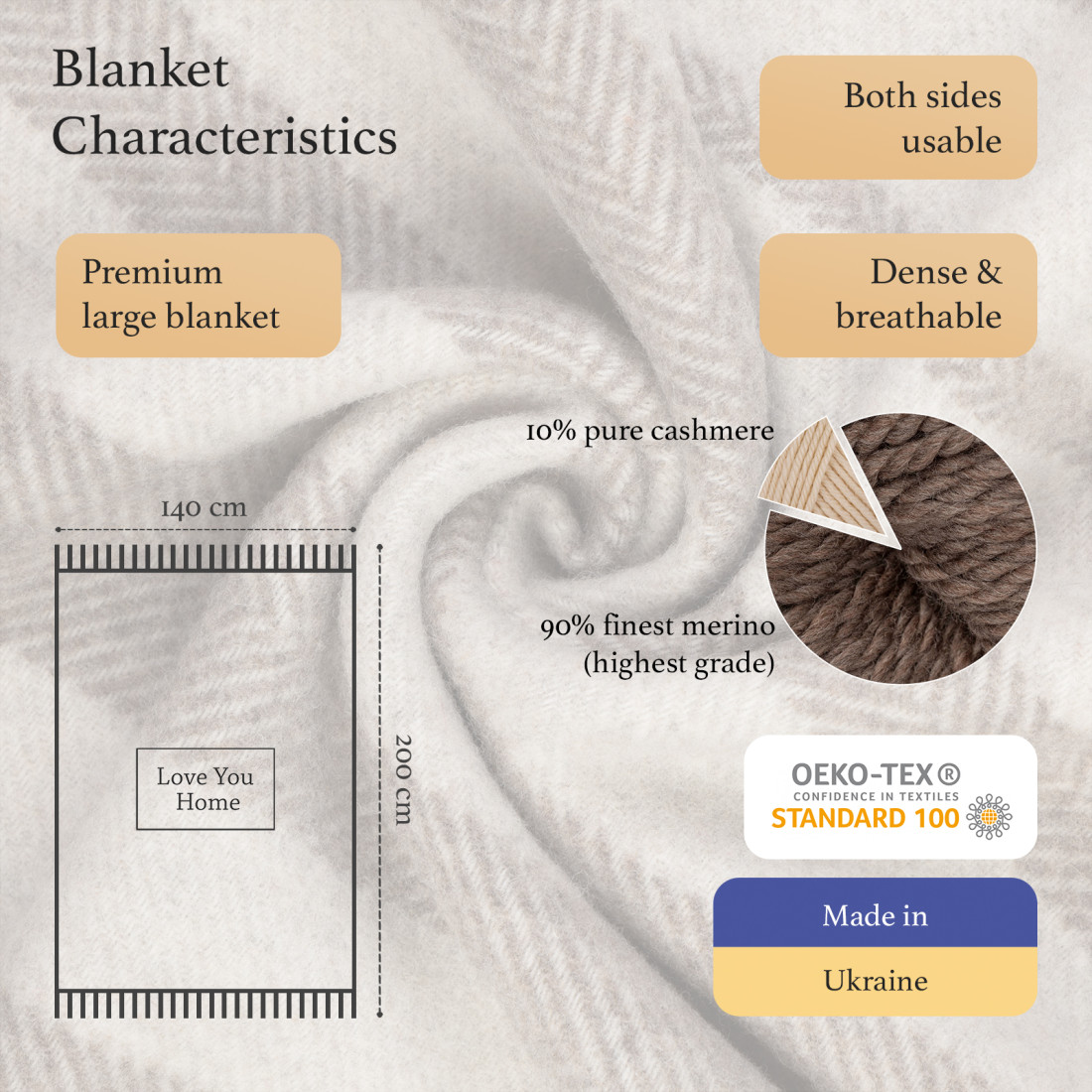 Couverture en laine de cachemire avec rayures Merino · 2