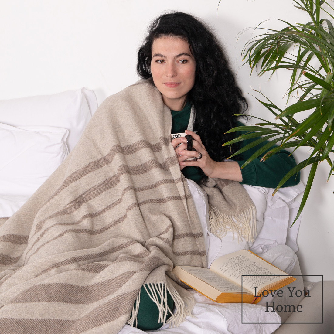 Couverture en laine de cachemire avec rayures Merino · 5