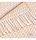 Couverture en coton avec coins Chevron LoveYouHome (140x200 cm / Sable - Blanc)