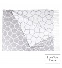 Couverture en coton motif filet LoveYouHome (140x200 cm / Gris clair - Blanc)