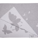 Couverture en Coton Papillons LoveYouHome (140x200 cm / Gris Clair - Blanc)