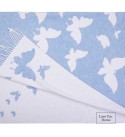 Couverture en coton papillons LoveYouHome (140x200 cm / Bleu clair - Blanc)