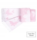 Couverture en Coton Papillons LoveYouHome (140x200 cm / Rose Clair - Blanc)