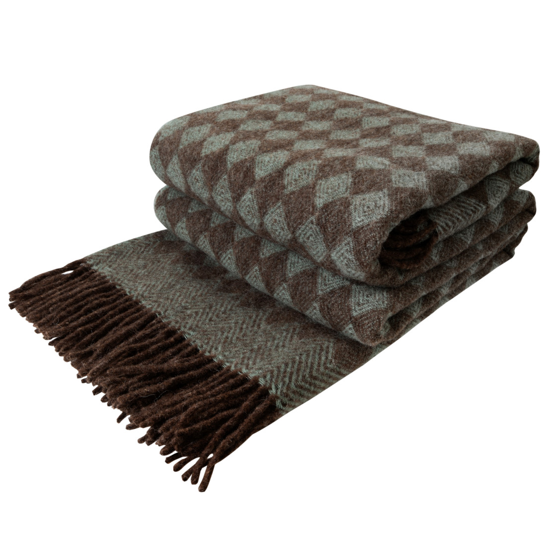 Couverture en laine vierge motif losange