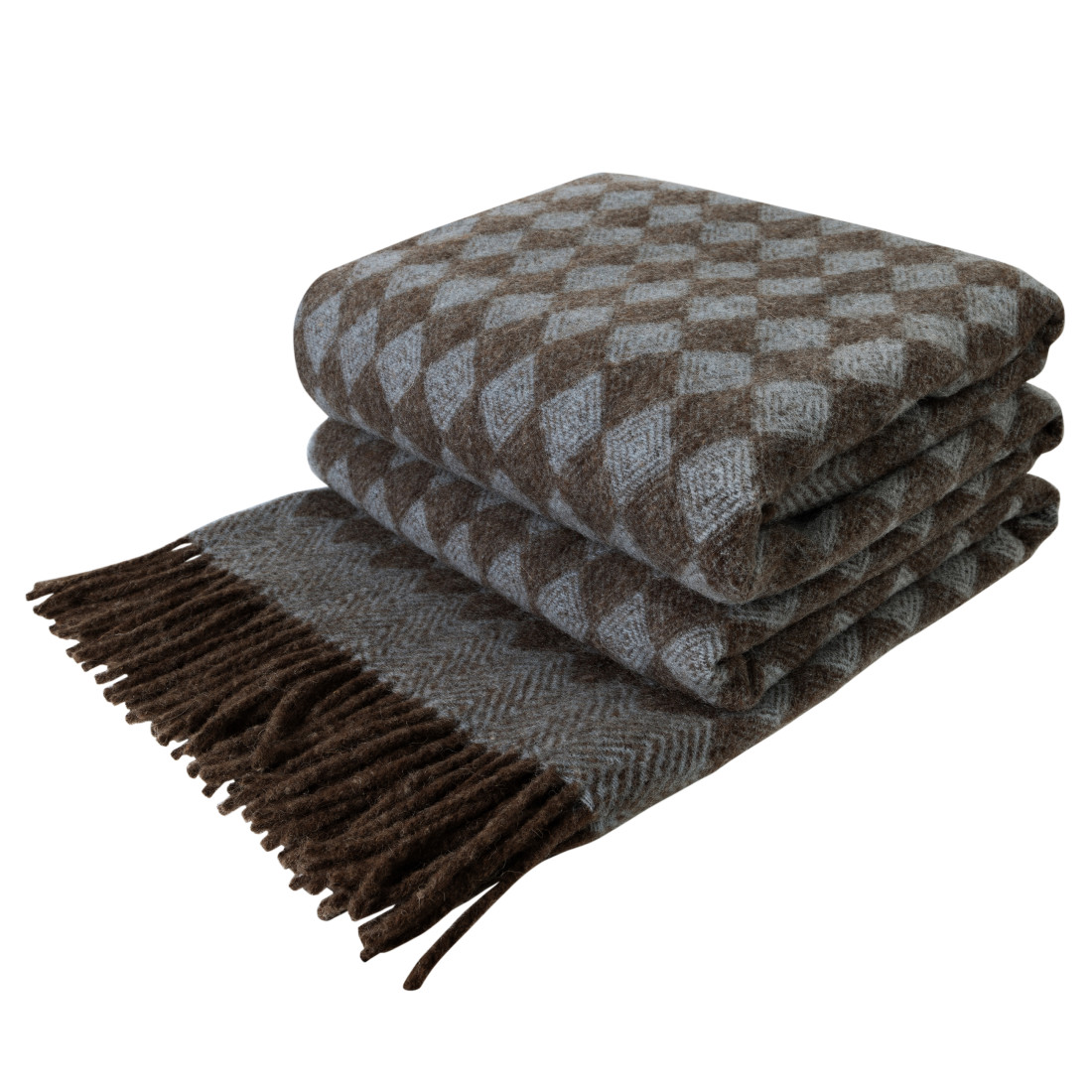 Couverture en laine vierge motif diamant