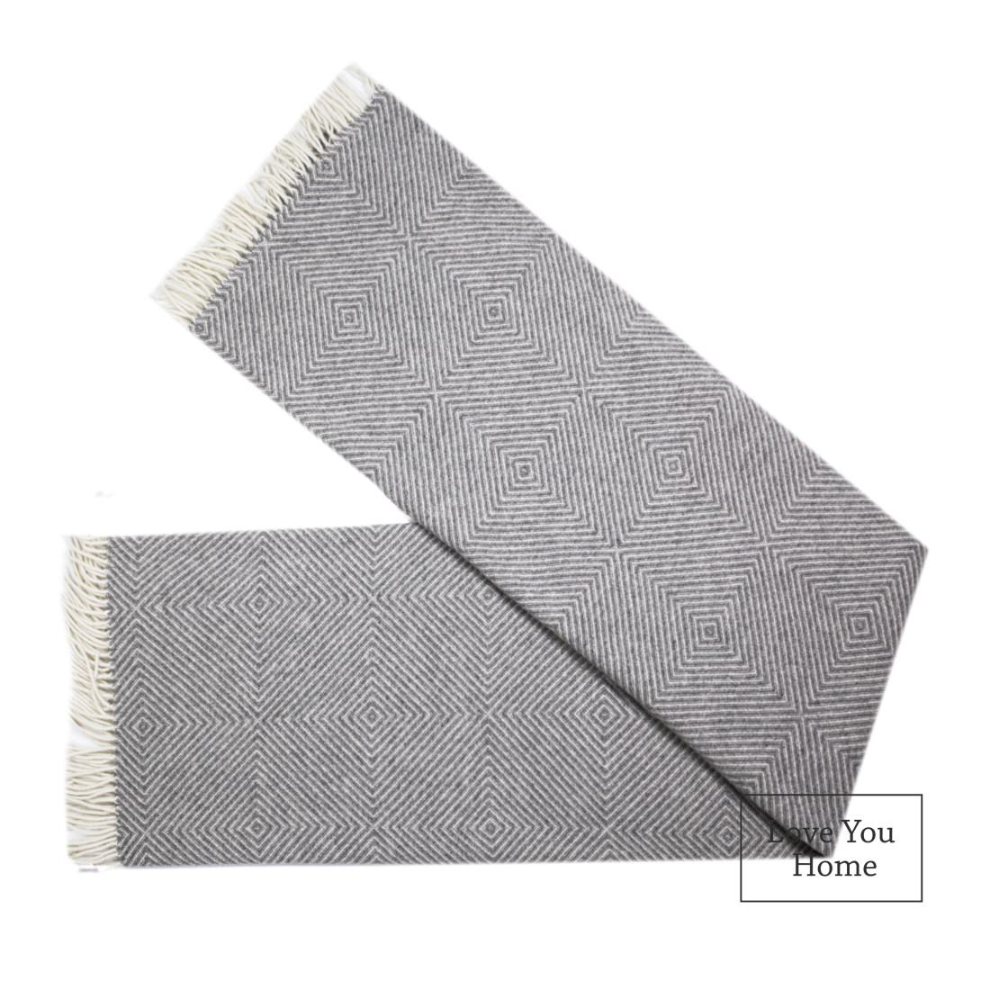 Couverture en laine mérinos motif losange · 5