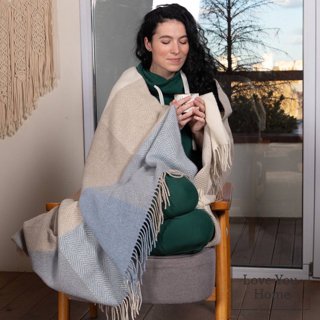 Couverture en laine mérinos à motifs carrés dégradés · 4
